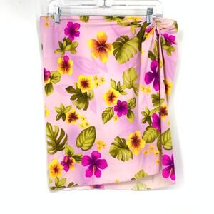 Leilani Womens One Size Tropical Hawaiian Floral Beach Wrap Skirt Swim Cover Up